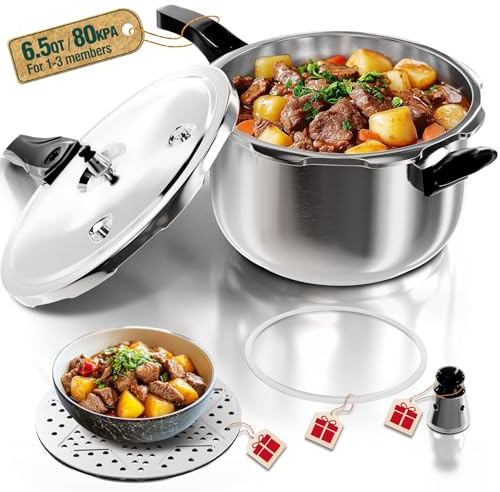 WantJoin Schnellkochtopf, Edelstahl, 6 Qt, kommerzieller Schnellkochtopf, für Schnellkochtöpfe oder Dampfgaren, kompatibel mit Gas- und Induktionsherd