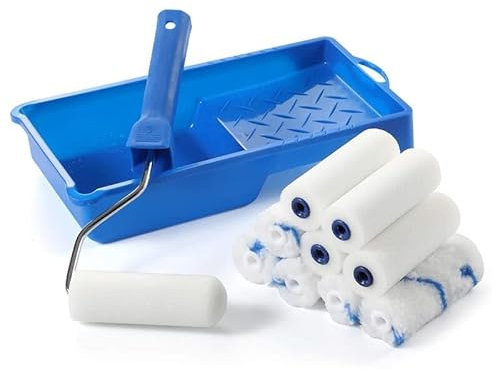 Farbroller Schaumlack Roller Kit Kleine Farbschale Set Mini Roller Nachfülls Rollrahmen Paint Fach 4 Zoll Rollerabdeckungen for Haus (Color : A)