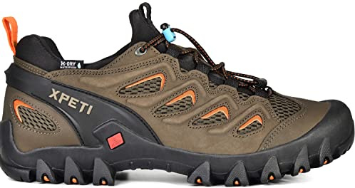 XPETI Men’s Pathfinder Low Stretch Waterproof Hiking Shoes (Brown)