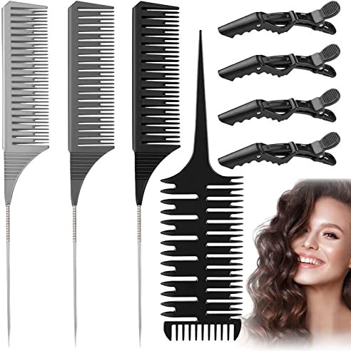 8 Stücke Strähnenkamm Set Balayage Kamm Strähnchen Comb Stränchenkamm Färbekamm Haarfärbekamm Professionelle Antistatische Highlight Kamm Für Haare Melieren Und Färben Styling Für Männer Frauen