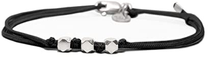 Nato Cuff - 925 Sterling Silber Doppelt gewickeltes Nylonarmband - handgefertigt in Frankreich - verstellbar - Herren und Damenschmuck