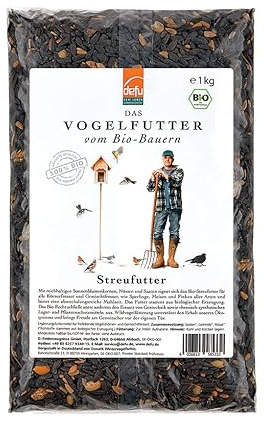 defu Wildvögel und Geflügel | Bio Streufutter | Ganzjähriges Bio Vogelfutter für Körner- und Gemischtfresser | Im Beutel (8x1kg)