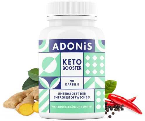 Adonis Keto Booster - natürliches Keto-Supplement | Ketose mit Hilfe von Ketonen & ketogener Ernährung | Unterstützt den Stoffwechsel | 90 Kapseln
