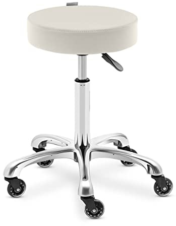 Physa Worcester Beige rullpall 54–72 cm rullpall höjdjusterbar frisörpall kosmetisk pall