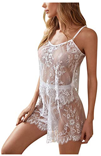 Sexiga underkläder Kvinnor Spets Erotisk BH Hög midja Transparent Underkläder Erotiska Underkläder Kalsonger Babydoll Set Bodysuits
