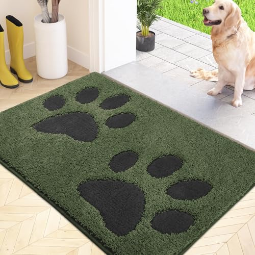 FCSDETAIL Schmutzfangmatte Innen 50 x 80 cm, Waschbarer Eingangsteppich, saugfähige Hunde-Fußmatte für schlammige Pfoten, Innenmatte für Haustür, Eingang, Haustiere