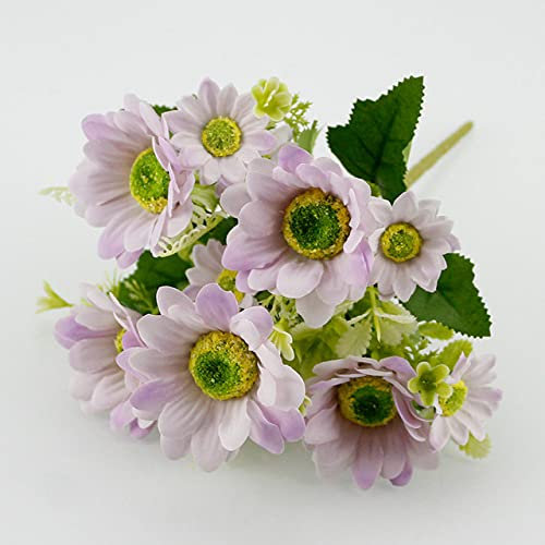 LVTFCO Wunderschöner Sonnenblumenstrauß aus Seide, Gerbera, Gänseblümchen, künstliche Blume, für Zuhause, Garten, Party, Weihnachten, Hochzeit, Dekoration, Hellviolett