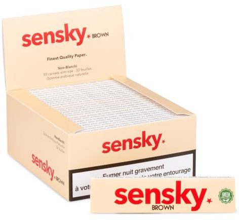 Feuille à rouler slim marron non blanchi SENSKY - Papier à rouler brown de 50 carnets de 32 feuilles à rouler