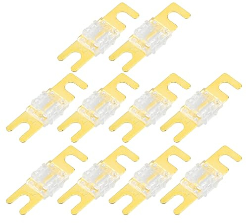 A ABSOPRO Mini ANL Sicherungen 80A / Audio CD Sicherung fürs Auto / 10 Stück Goldton Weiß