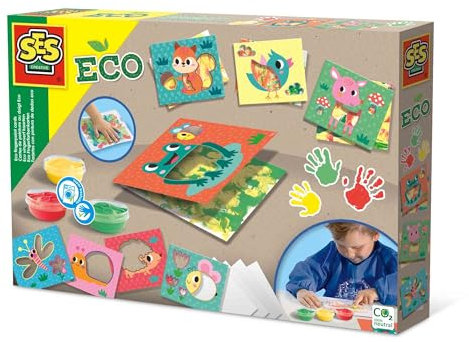 SES Creative 24925 Eco Fingerfarbenkarten, diverse Farben