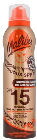 Malibu Sun, SPF 15, Continuous Tanning Oil with Coconut Spray, Easy Application, 175ml