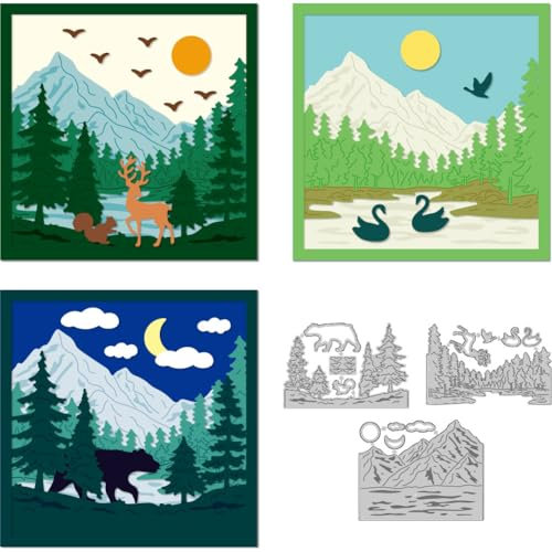 DELORIGIN 9 Stile Waldtier-Stanzformen, Kartenherstellung, Sohn, Mond, Sommer, Stanzschablonen, Karbonstahl, Schablonen, Scrapbooking, Prägung, Schablone für Urlaub, Basteln, Alben, Geschenk,