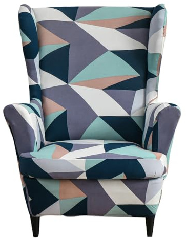 EBETA Ohrensesselberzug 2-Teilig Sesselüberwürfe Sesselhussen, Elastisch Sofa Armlehnenbezüge Schonbezug Hussen für Lesesessel, Relaxsessel mit Sitzbezug (Bunter Pavillon)