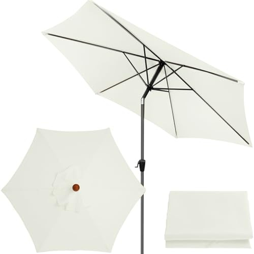 AIMENJOY Replacement Parasol Canopy, Parasol Cover 2M / 2.7M / 3M 6 Arms Replacement Fabric Cover for Garden Umbrella, Anti-ultraviolet, Waterproof (2.7M / 8.9Ft,Beige)