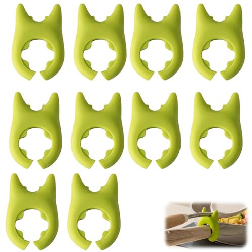 Nexoria Löffelhalter, 10 Stück Kochlöffelhalter Silikon Deckelheber Multifunktionales Topfdeckelhalter Löffelablage zum Kochen Silikon Topfdeckelhalter Kochlöffel Ablage Küche für Die Küche (Grün)