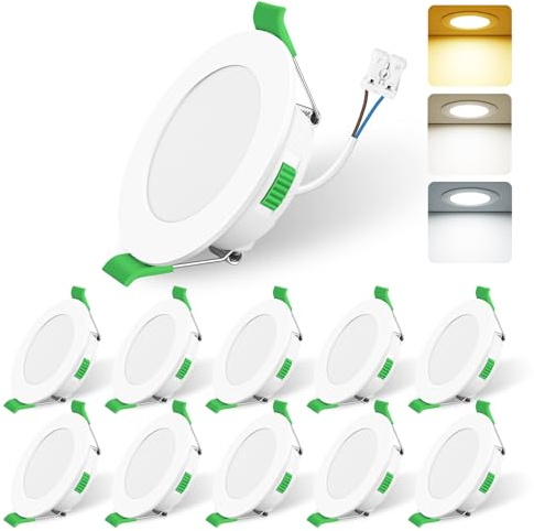 ALUSSO 10 Stück LED Einbaustrahler dimmbar,Ø68-78mm 3CCT IP44 Deckenspots | AC 220-240V,Dimmbar 10-100%,3000K/4000K/6500K Led Spots für Badezimmer Küche,Weiß