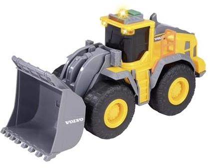 Dickie Toys Volvo Wheel Loader - Chargeuse sur Roues de 23 cm avec Pelle géante, Effets Lumineux et sonores, Jouets de Chantier pour garçons et Filles à partir de 3 Ans