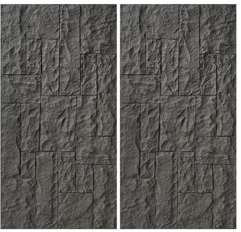2-pack PU Indoor Outdoor Stone Wall Panels, 24 X 47 Background Wall Paneling Faux Stone Texture, 3D Accent Wall Decor Realistic Rock Look(Black)