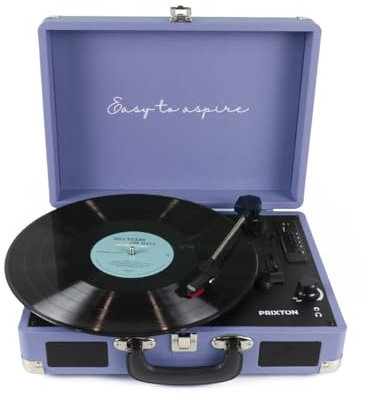 PRIXTON Tocadiscos de Vinilo Vintage VC400, Reproductor de Vinilos y Música por Bluetooth y USB, Digitalización de vinilos, 2 Altavoces Incorporados, Diseño de Maleta, Color Lila