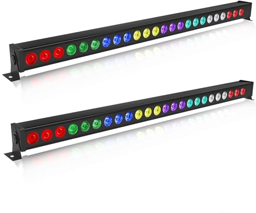 UKing LED Wall Wash Partylicht 24 x 3W LEDs RGB Bar Disco Lichteffekt dmx512 musikgesteuert Strobe Beleuchtung für DJ Disco Home Party Bühnenlichter, 2 PC（Ohne Fernbedienung）