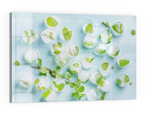 DEQORI Glas-Magnettafel | 90x60 cm cm groß | Motiv Minzige Frische | Memo-Board aus Glas | Magnetboard inkl. Magnete, Stift & Tuch für Küche & Büro | Tafel magnetisch & beschreibbar
