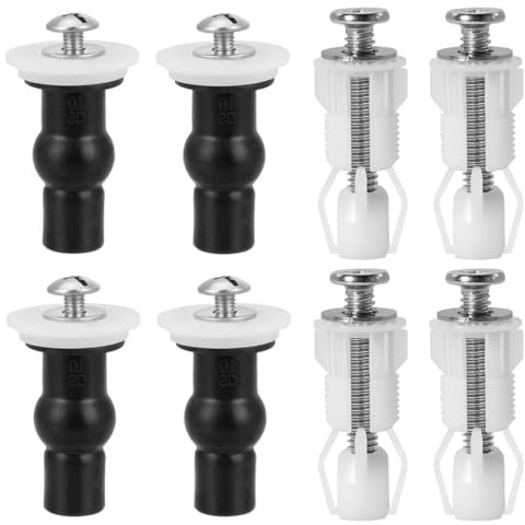 QOCUILC Ferrure d'abattant de toilettes en 8 pièces, vis de fixation d'abattant de toilettes, écrous en caoutchouc de fixation d'abattant de toilettes, ferrure de charnière pour montage par le haut