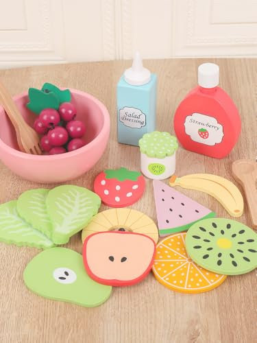 SaiXuan Accessoire Cuisine Enfant, Fruits et Légumes Jouets, avec Éplucheur/Couteau en Bois/Planche à Découper, Accessoire Cuisine Enfant Bois, Convient aux Enfants de 3 Ans et Plus