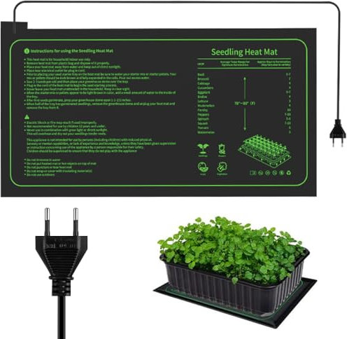 Mineup Heizmatte Pflanzen, 20W Wärmematte für Sämling Germination und Haustier, 25x52CM Zimmergewächshaus Wärmematte, Wasserdichtes Gewächshaus-Heizkissen für Heizkissen Amphibien Pet Mat