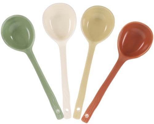 Ciieeo 4pcs Ceramic Spoon Small Multi-Function Food Spoons for Household Cooking and Serving As Compact Soup Accessories