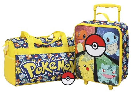 Bioworld Pokémon Youth 3-Piece Pilot Case Duffle Bag & Luggage Tag Carry On Travel Set