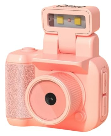 Giwnhvx Mini fotocamera in stile SLR con sensore CMOS, flash integrato e stazione di ricarica portatile. Videoregistratore DV 1080P con display LCD.