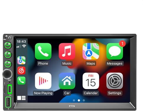 VIGORFLYRUN 2 DIN Wireless CarPlay e Android Auto Autoradio, 7 HD Touch Screen Mirror Link per Autoradio, Ricevitori Audio per Auto con Bluetooth, Navigazione, FM/Tipo-C/AUX/RDS