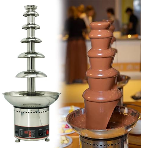 GESAIDES Fontaine à Chocolat électrique, Fontaine à Chocolat en Acier Inoxydable, Machine à Fondue au Chocolat, Chocolat Chaud, Beurre, idéale pour Les Fêtes,6tiers