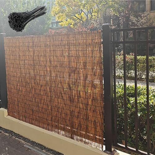 Generisch Schilfmatten Sichtschutz Schilfrohrmatte für Balkon,Bambuszaun Gartensichtschutz Sichtschutzzaun Natürliche Schilfzaun Schilfrohr-Zaun 30cm bis 180cm hoch,Dunkelbraun
