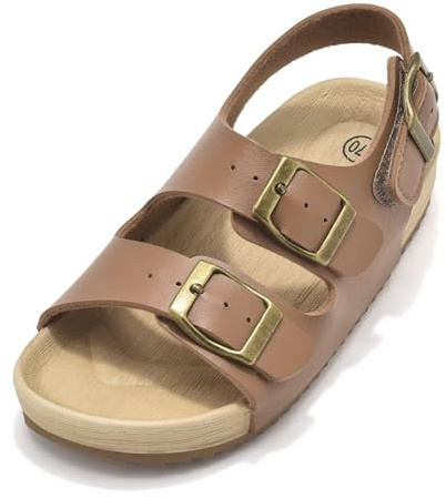 Cubufly Girls Boys Sandal Adjustable Double Buckle Casual Flat Open Toe Lightweight Summer Shoes Hook Loop Sandal for Toddler Little Big Kid