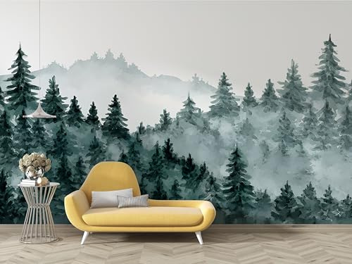 dyausi Papier Peint Forêt, Papier Peint Panoramique Montagne Paysage Autocollant, Photo Poster Mural Décoration pour Salon, Chambre, 150x105cm - B130
