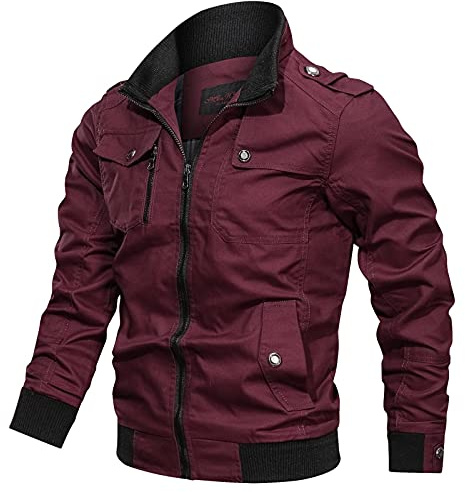 Générique Blouson Léger Homme Ete, Veste D'extérieur Bomber Homme Coupe Fines Col Montant Coup-Vent Blouson Moto Jacket Veste De Travail À Poches Et Fermeture Éclair Veste Habillé pour Hommes