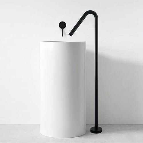 Robinet de Baignoire Au Sol, Mode Unique Autoportante Mitigeur Baignoire Monotrou Hot et Froid,noir