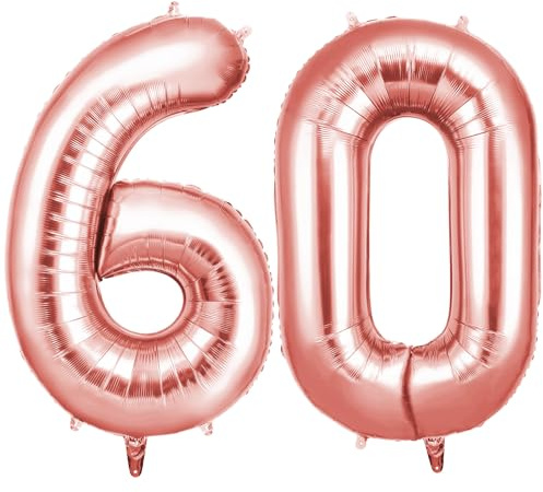 OFFCUP Zahlen Luftballon 60 Geburtstag Roségold, Folienballon Zahl 60 | 40 Zoll Helium Ballons Riesen 101cm Geburtstag Mädchen Junge PartyDeko Ballon Zahl Deko zum Jubiläum Neujahr Hochzeit