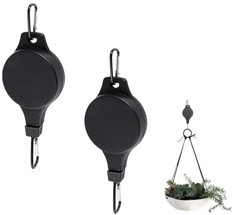 2 Stück Blumenampel Hängend Außen,Haken Für Blumenampel,Vogelhaus Balkon,blumenampel Halterung,Aufhängung mit Pflanzenaufhänger,Pflanzen Aufhängung,Verstellbarer Für Gartenbalkone (Schwarz) (Schwarz)