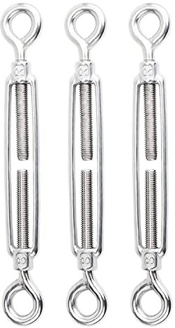 Turnbuckle Wire Tensioner,3 Pcs Stainless Steel Turnbuckle Eye To Eye Wire Rope Tensioner M8-M12 Used for Tent Installation, Fastening Cables(M12)