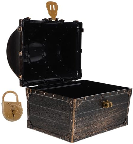 minkissy Cofre Pirata Vintage Multifuncional para Almacenamiento de Juguetes y Decoración de Fiestas Caja de Retro con Tapa para Organizar y Decorar Cumpleaños y Celebraciones