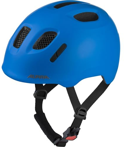 ALPINA XIMO 2 L.E. (matt) – Lätt och säker cykelhjälm för barn med valbar LED - blue matt - 45-49