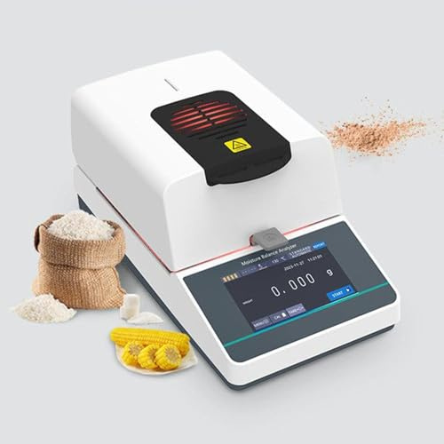Analyseur automatique d'humidité des grains, capacité de 110 g avec écran tactile de 12,7 cm pour grain/poudre/granulés, dispose de 2 modes de séchage et interface RS232