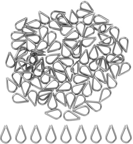 Cabilock Guardacabos de acero inoxidable para cables de 100 piezas: Guardacabos de alta resistencia para cables de 1/8 de pulgada de diámetro para remolque y aparejo.