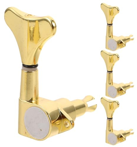 ARTSEWPLY 4 Stück Bass Gitarren Stimmwirbel Gold Vollgeschlossen Präzisions-tuning Pegs für Akustik-bass Saiteninstrumente Staubgeschützt und Feinjustierbar