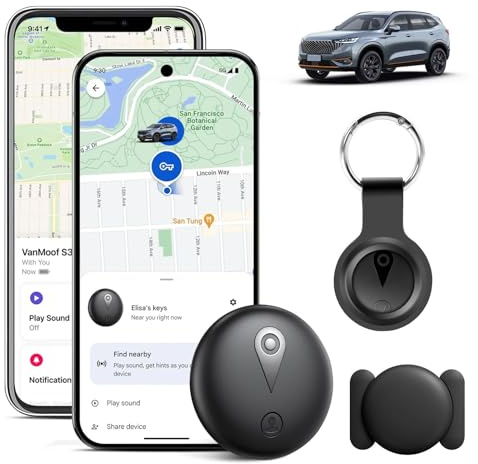 Rastreador GPS para vehículos Compatible con Google/a-p-ple Find My App (iOS y Android) Rastreador de aire en tiempo real Etiquetas Cobertura global Dispositivo de localización de coche oculto Sin