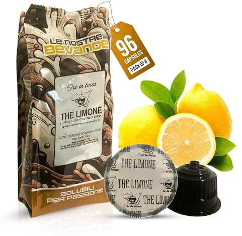 Oro in Bocca Tè al Limone – 96 Capsule Compatibili Dolce Gusto (12 Confezioni da 8) – Bevanda Calda al Gusto di Limone dal Sapore Dolce e Agrumato – Perfetta per una Pausa Leggera