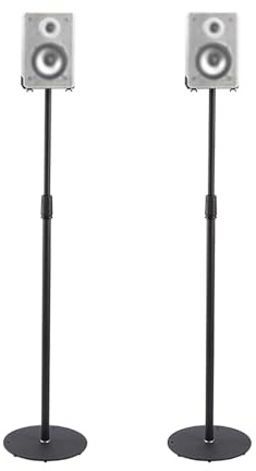 Soporte Altavoces Pie,Soporte Altavoz,Satélites de hasta 8 kg, Juego de 2 Soportes de Suelo,se Extiende de 75 cm a 140 cm para Altavoces Satélite y Estantería Pequeña