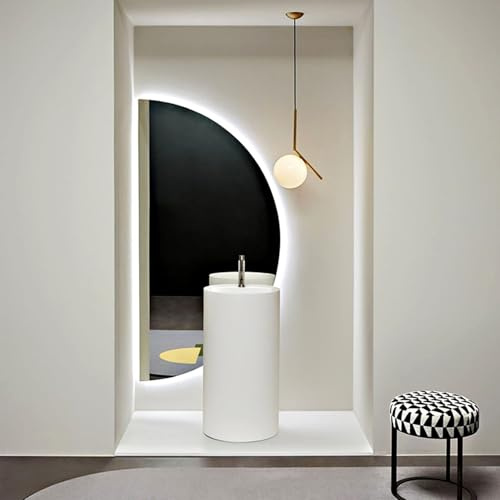 Dijateman Mezzaluna Intelligente Specchio da Bagno con Anti Nebbia, Grande Irregolare Retroilluminato Specchio a Figura Intera, 3 Temperature di Colore(Right,120cm/48in)